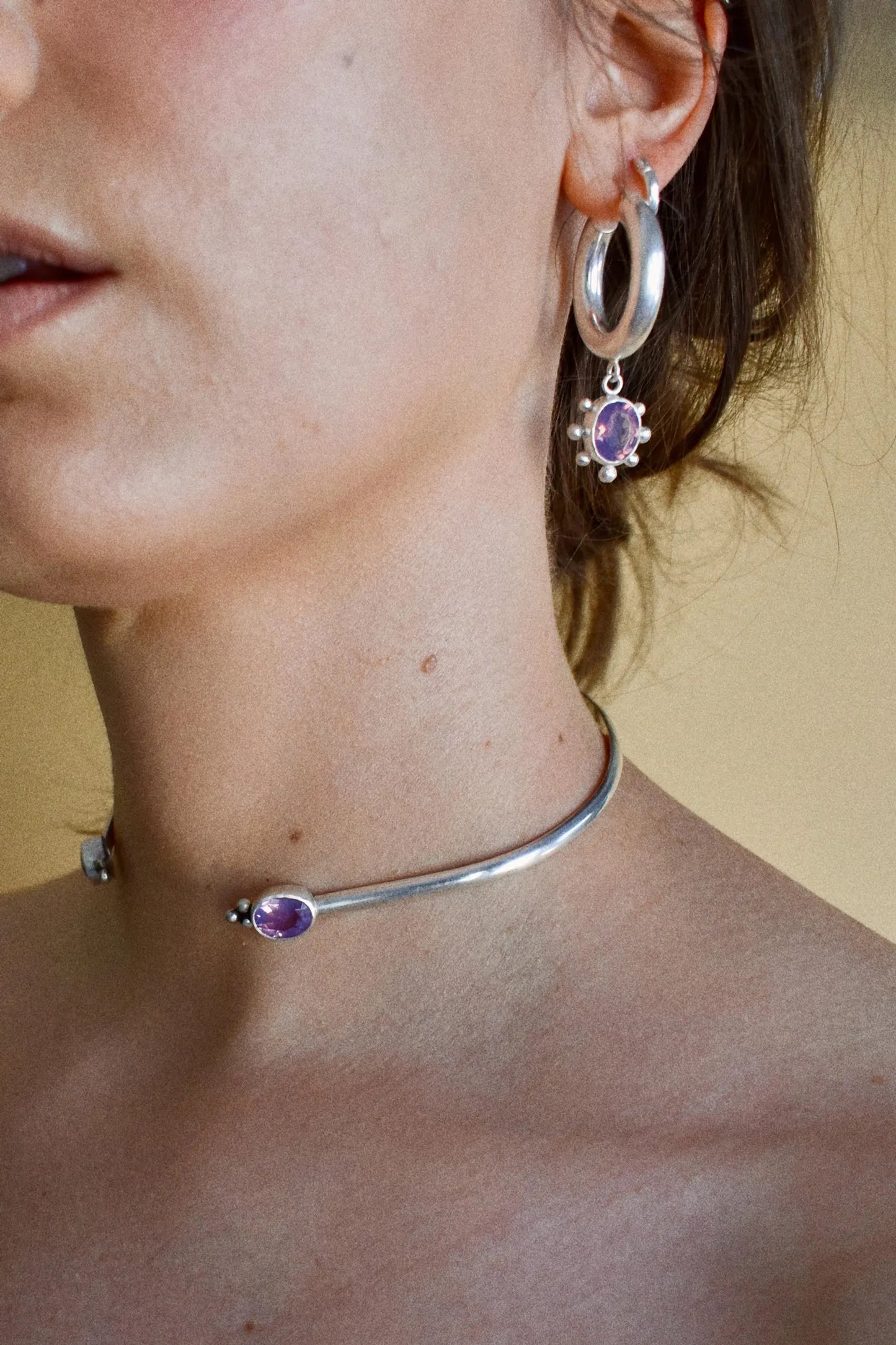 portal lavender quartz chunky hoops