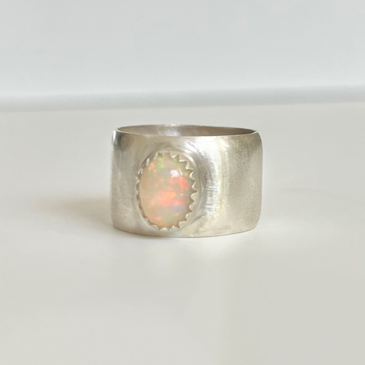 chunky domed opal ring - size 7