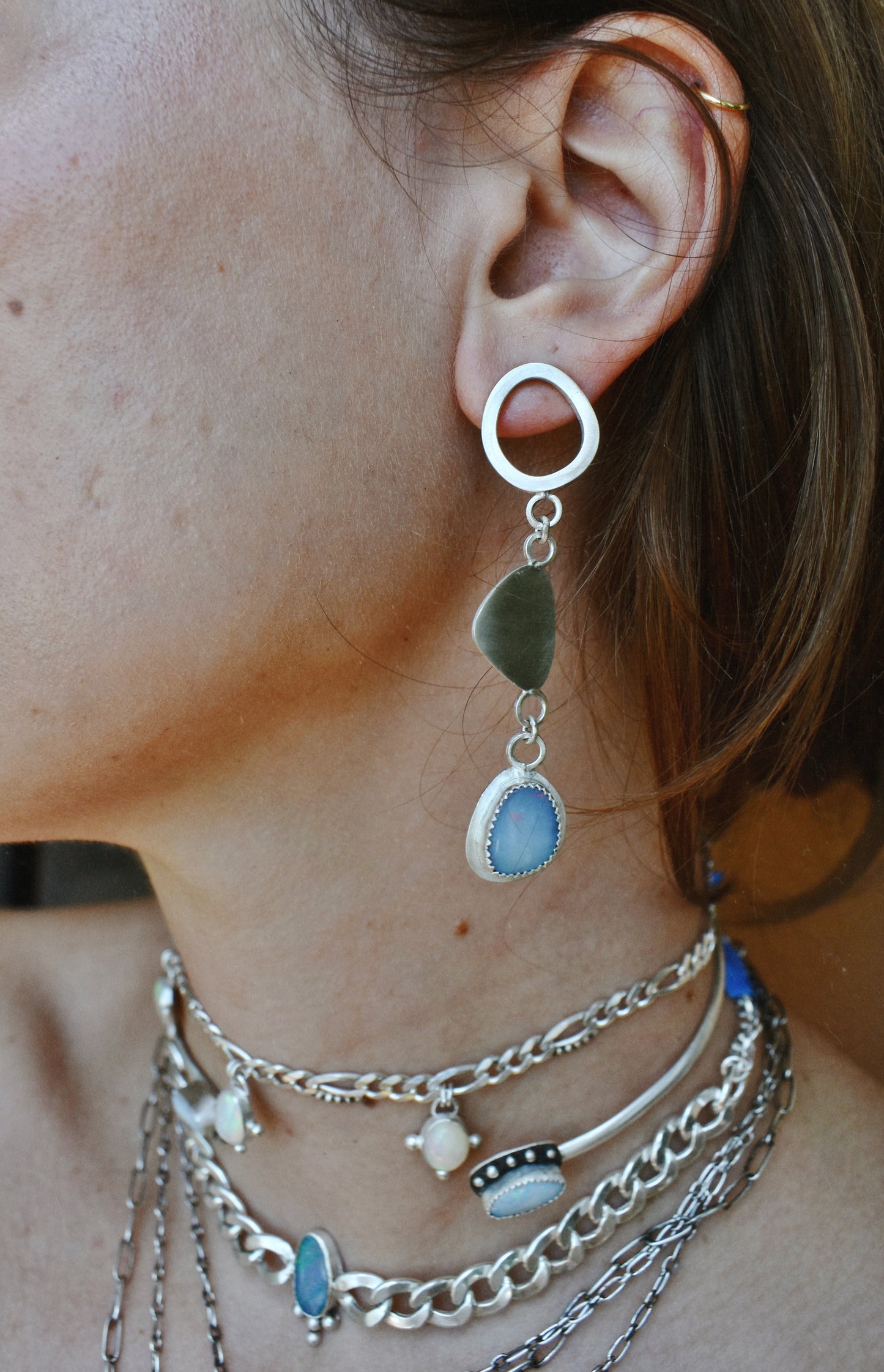 abstract shapes opal dangle earrings