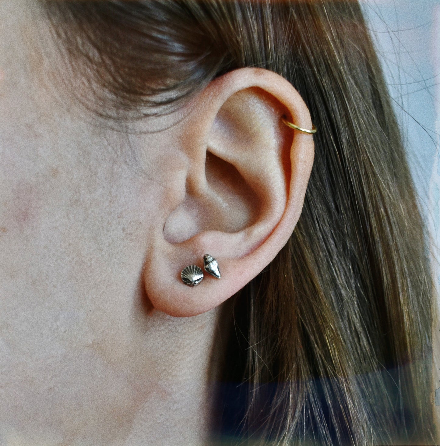tiny shell stud earrings