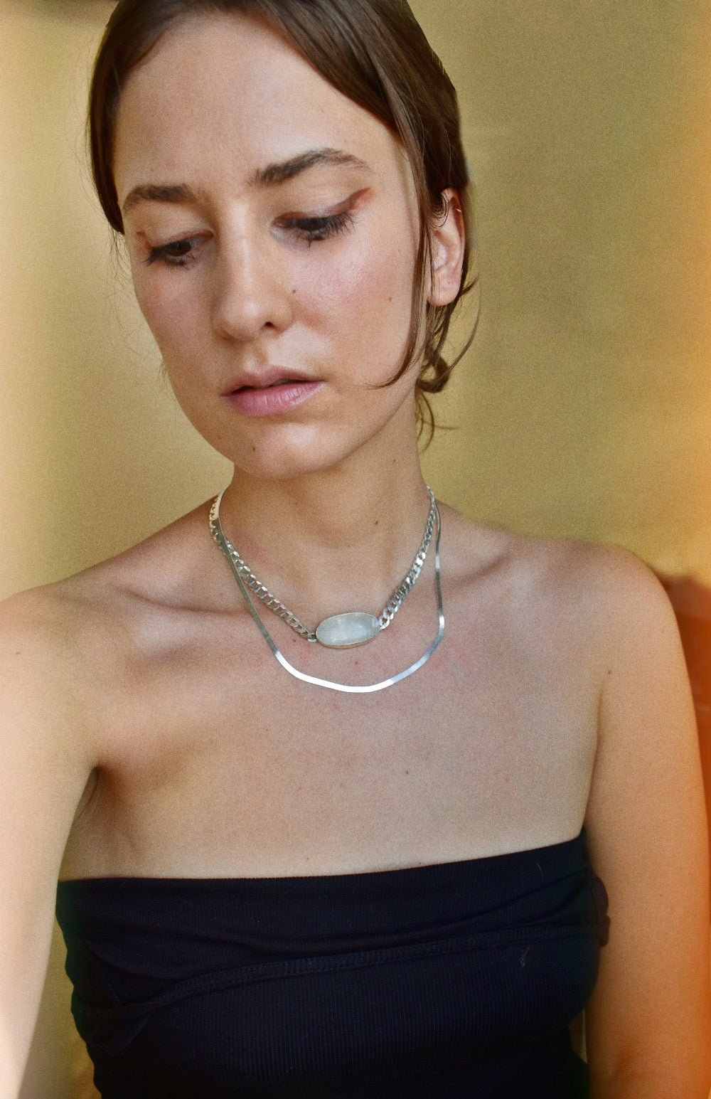 moonstone cuban chain choker in sterling silver