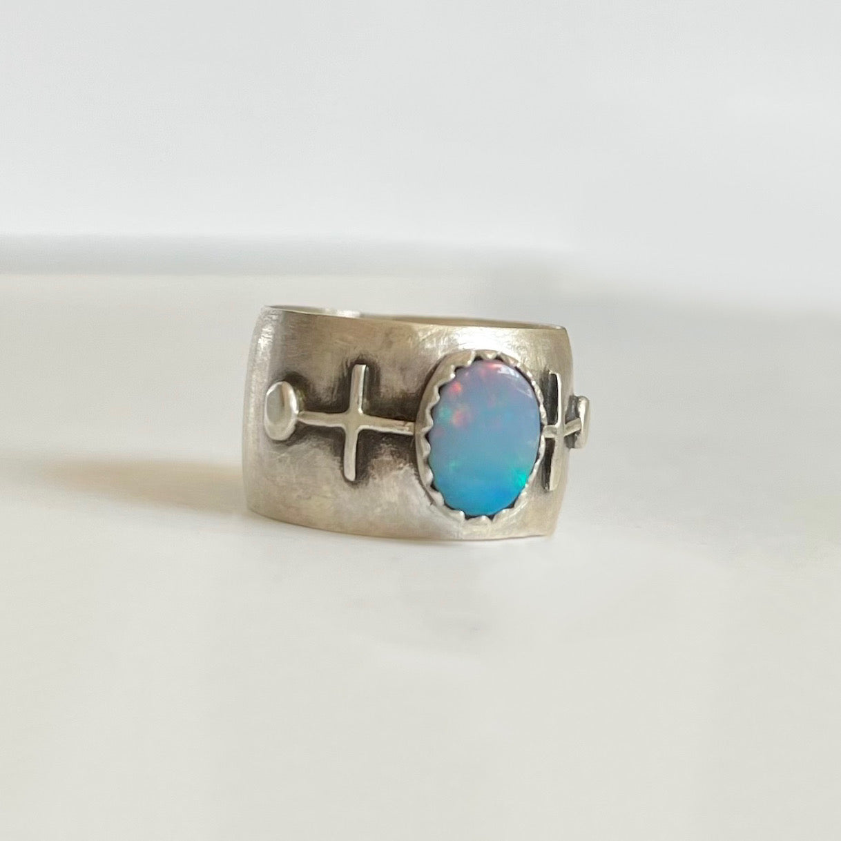 ✚ ● symbols wide-band opal ring
