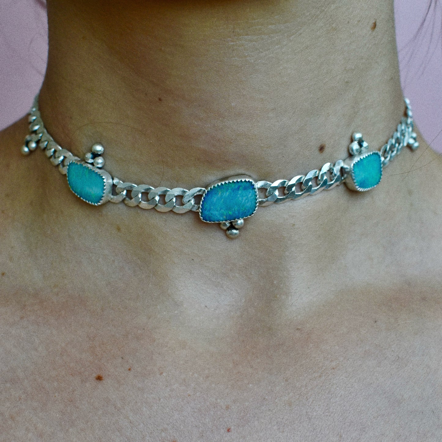 cosmic 3 opal chunky necklace (6mm chain)