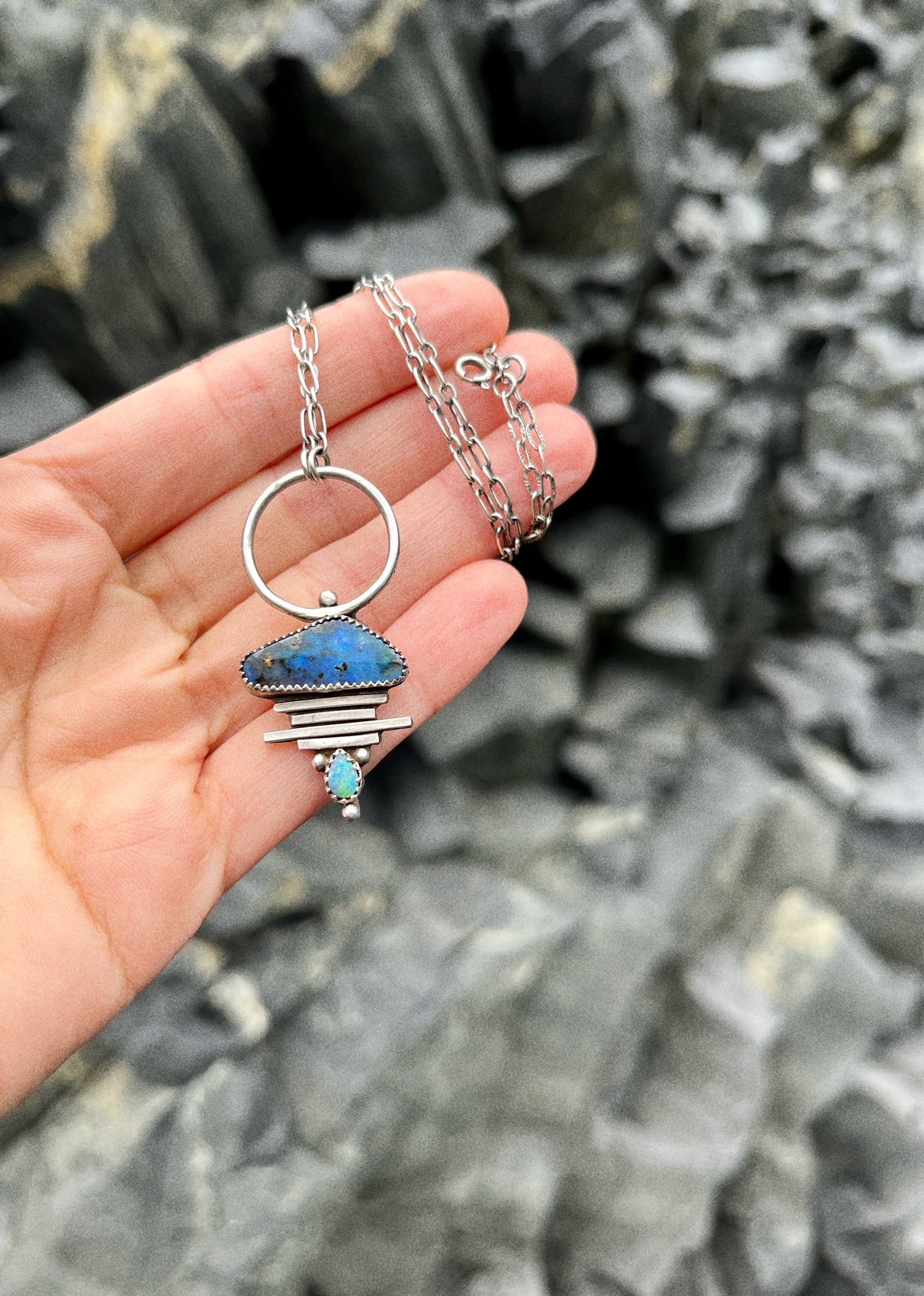 blue boulder opal talisman