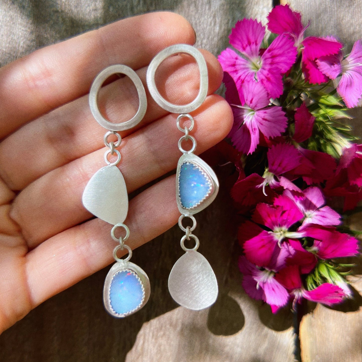 abstract shapes opal dangle earrings