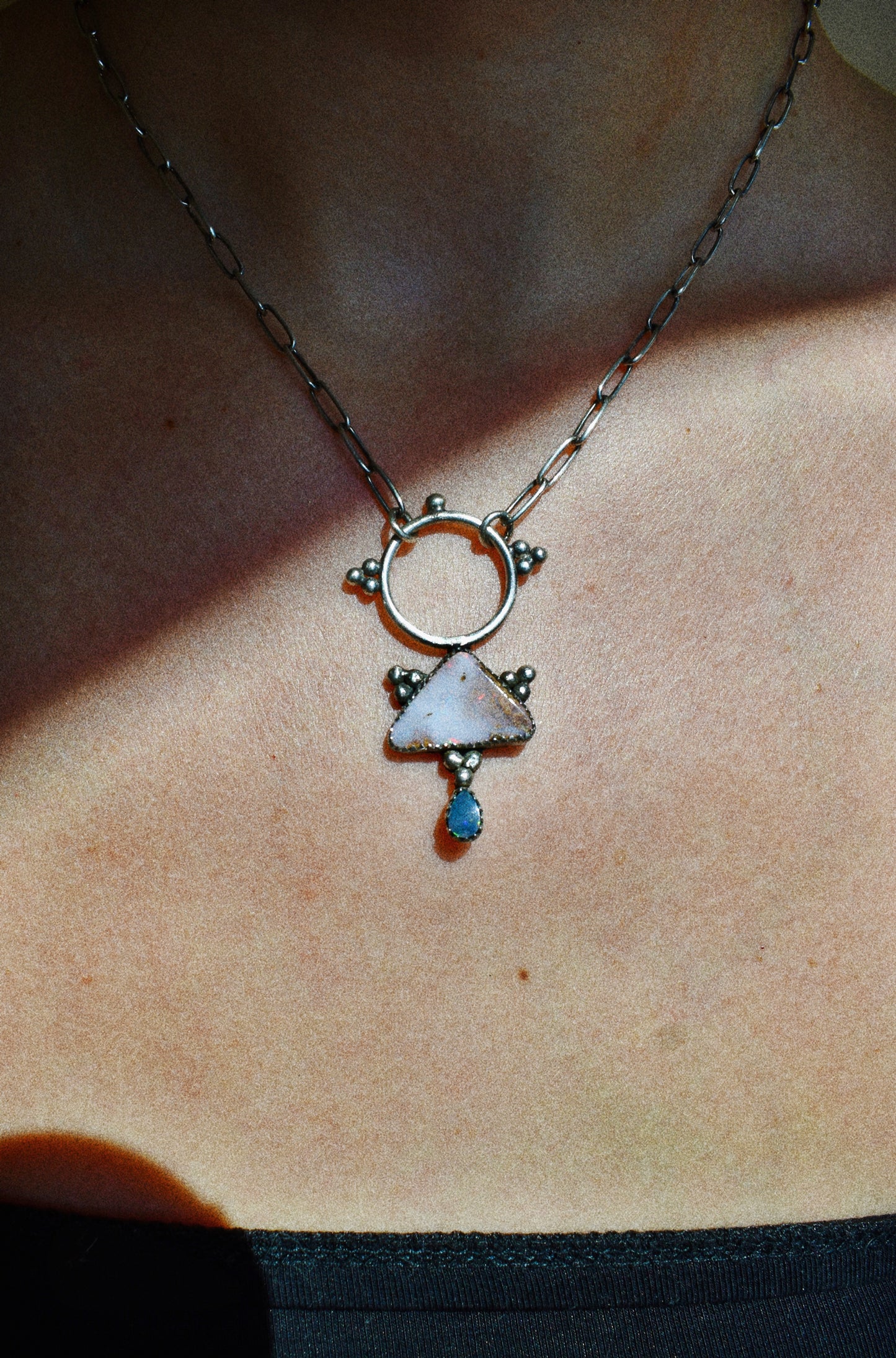 pink boulder opal talisman