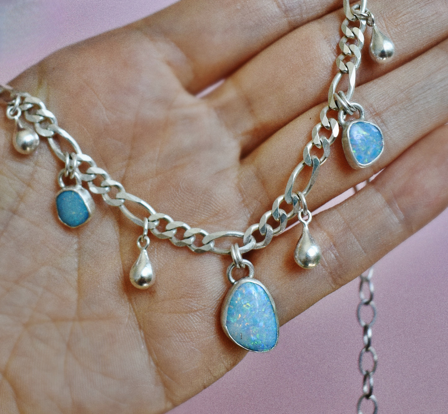 small rain drops opal necklace
