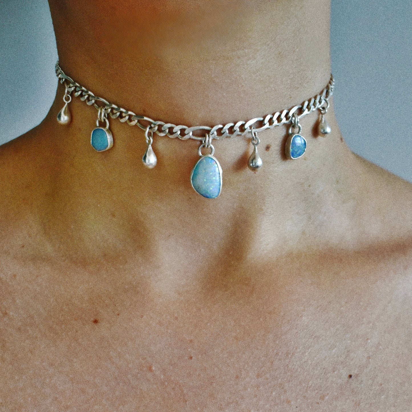 small rain drops opal necklace