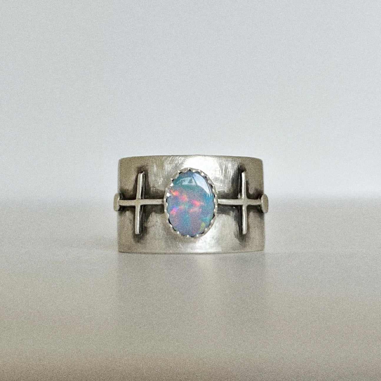 ✚ ● symbols wide-band opal ring