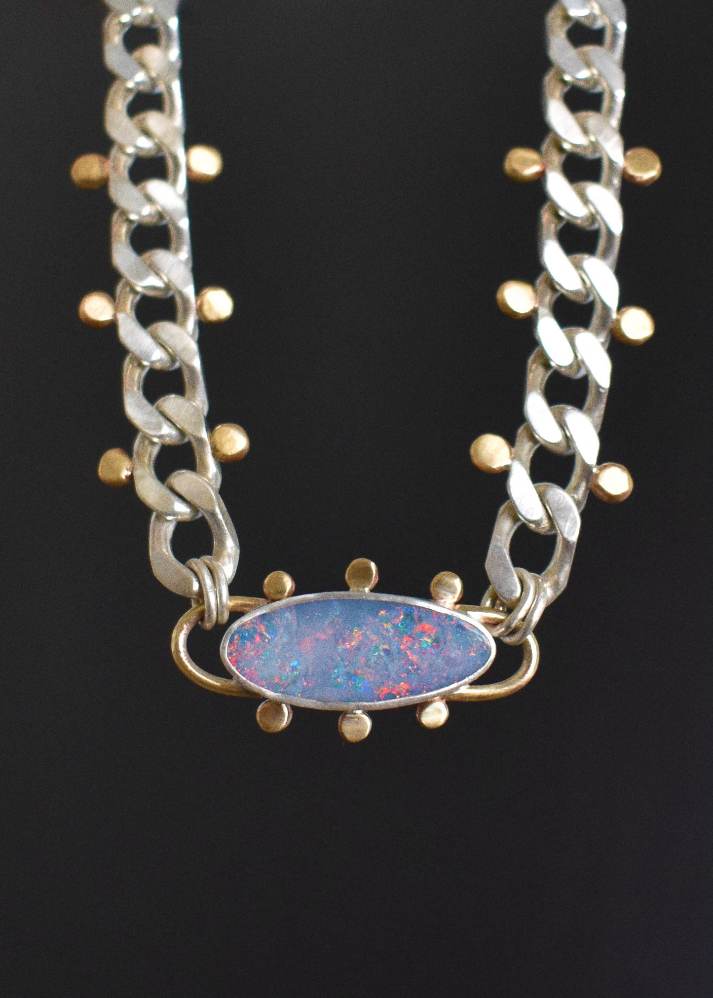 mixed metal australian opal necklace