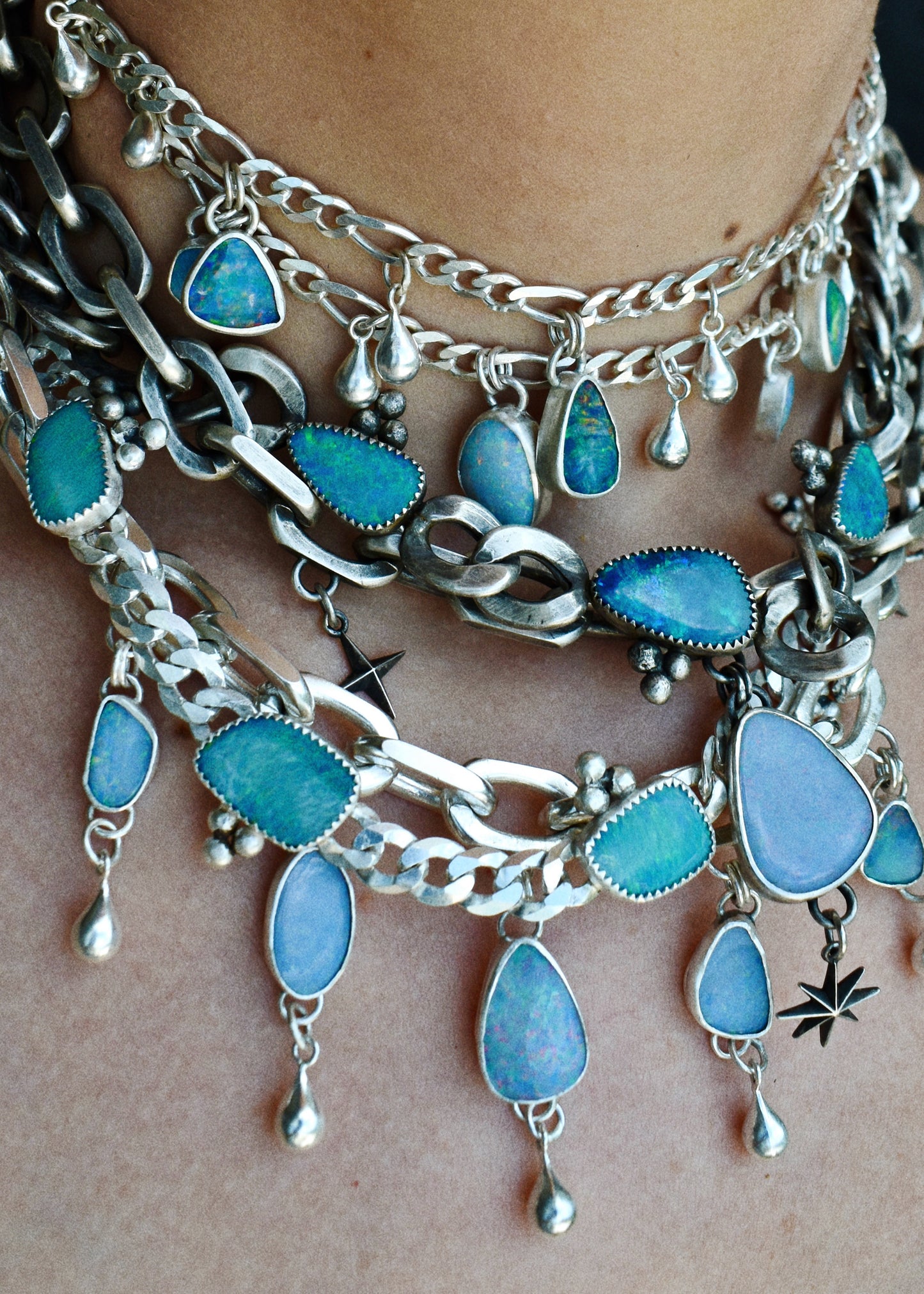 cosmic 3 opal chunky necklace (6mm chain)