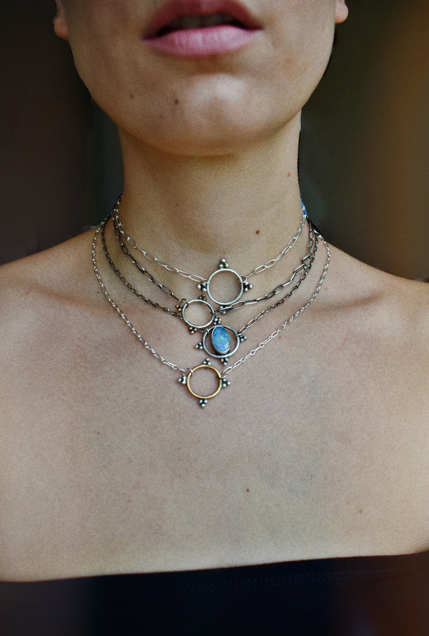 circle & dots charm necklace (large)