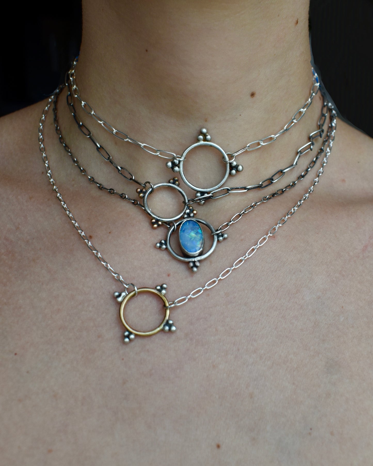 circle & dots charm necklace (large)