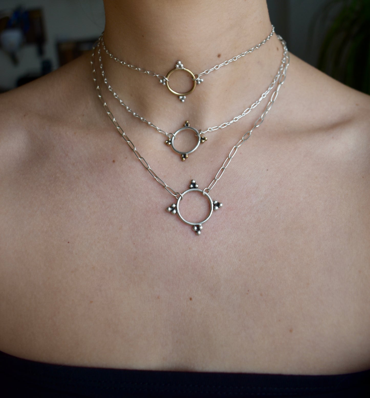 circle & dots charm necklace (large)