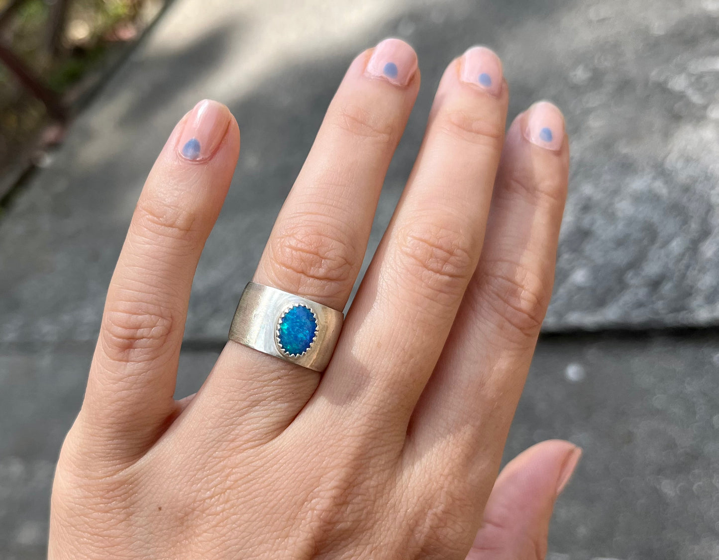 blue / green opal mermaid ring