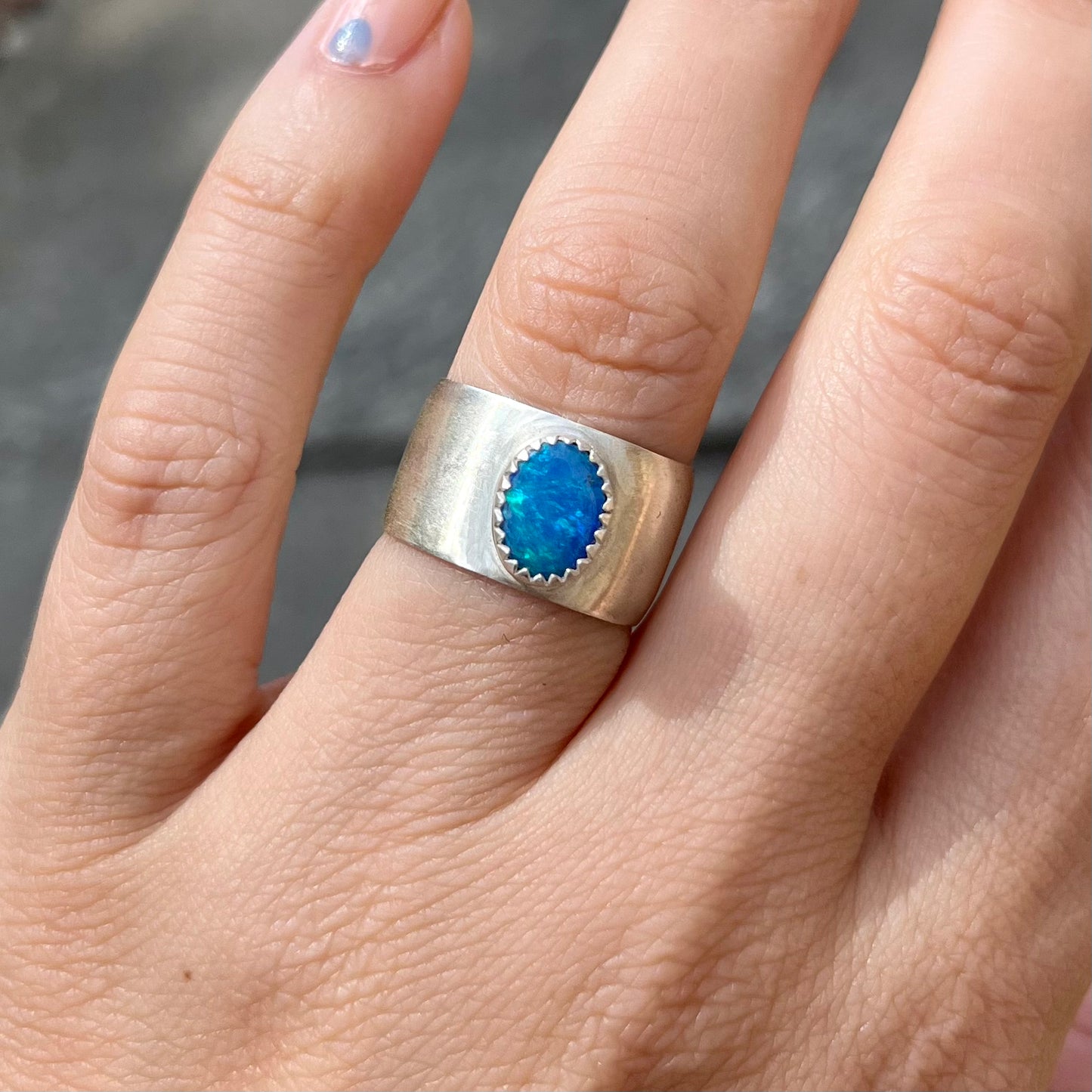 blue / green opal mermaid ring