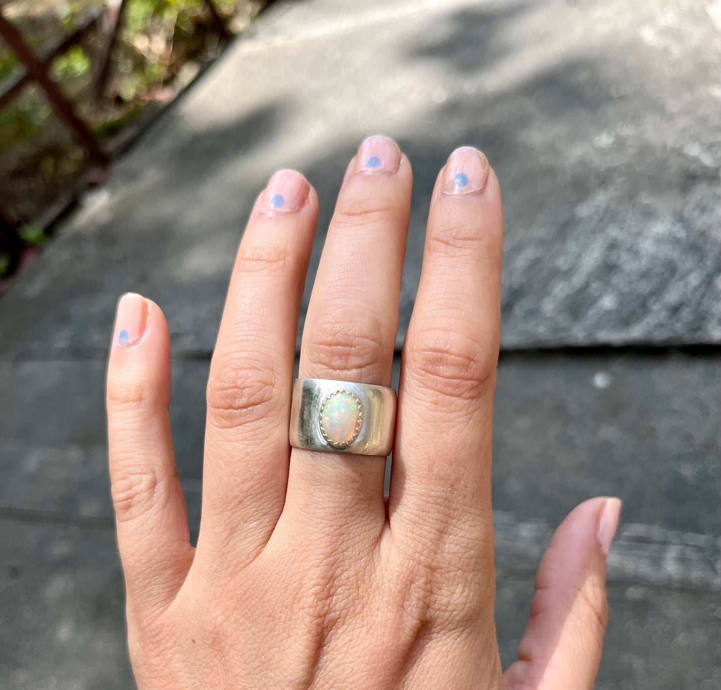 chunky domed opal ring - size 7
