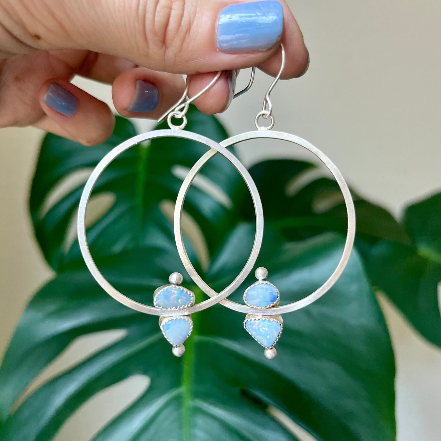 cosmic opal hoop earrings