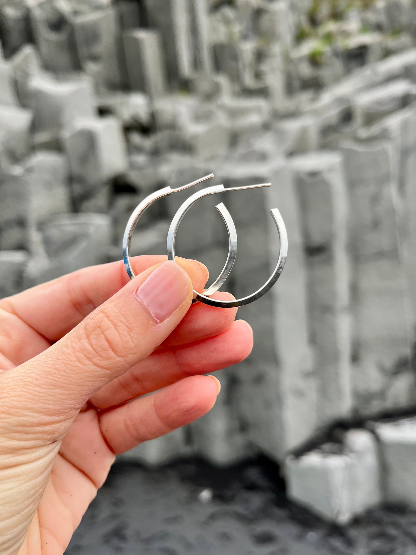 medium silver hoops