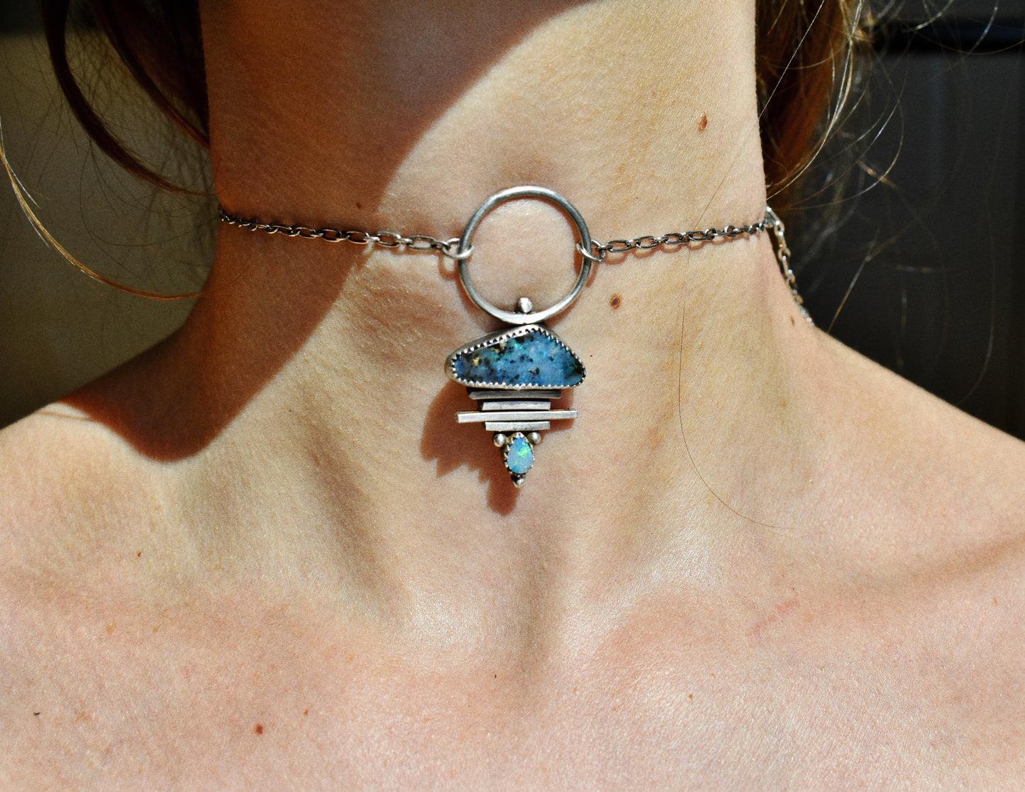 blue boulder opal talisman