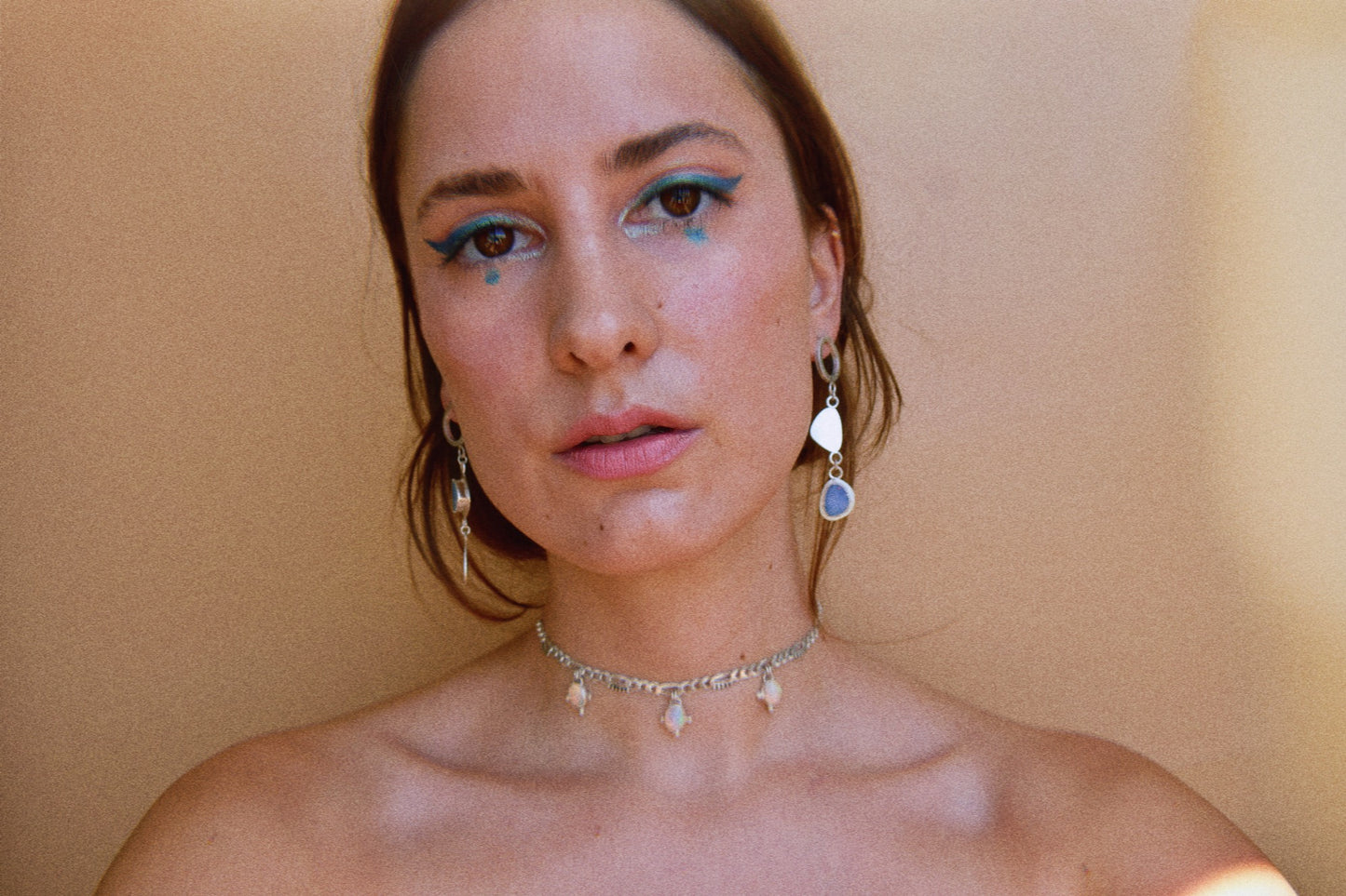 abstract shapes opal dangle earrings