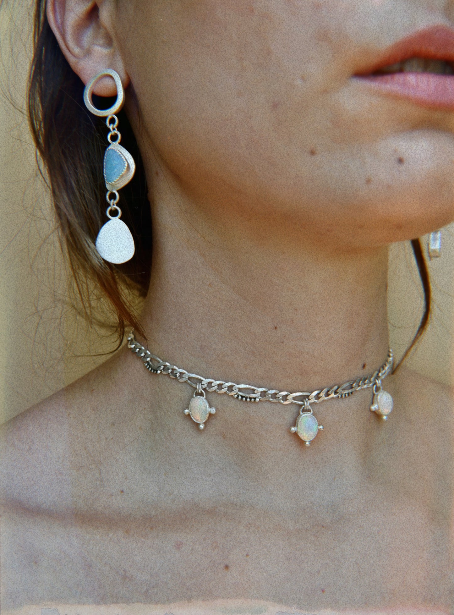 abstract shapes opal dangle earrings