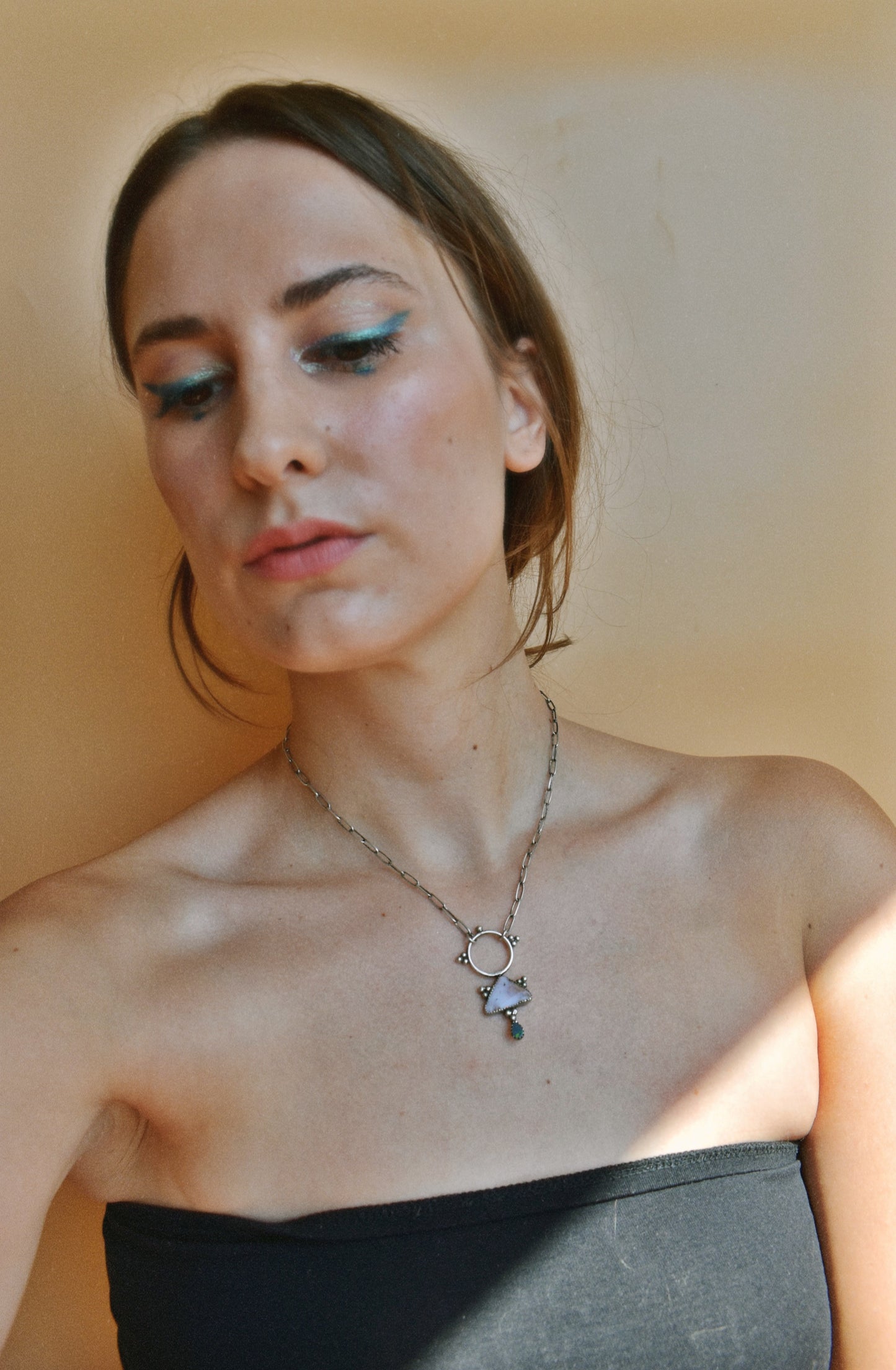 pink boulder opal talisman