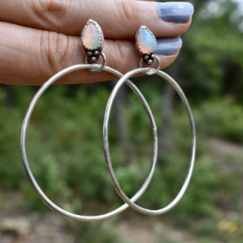 bespoke gemstone silver hoop earrings