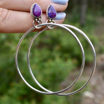 bespoke gemstone silver hoop earrings
