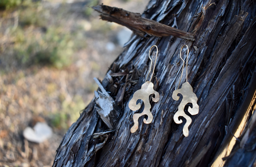cloud /smoke earrings in brass, gold & sterling silver