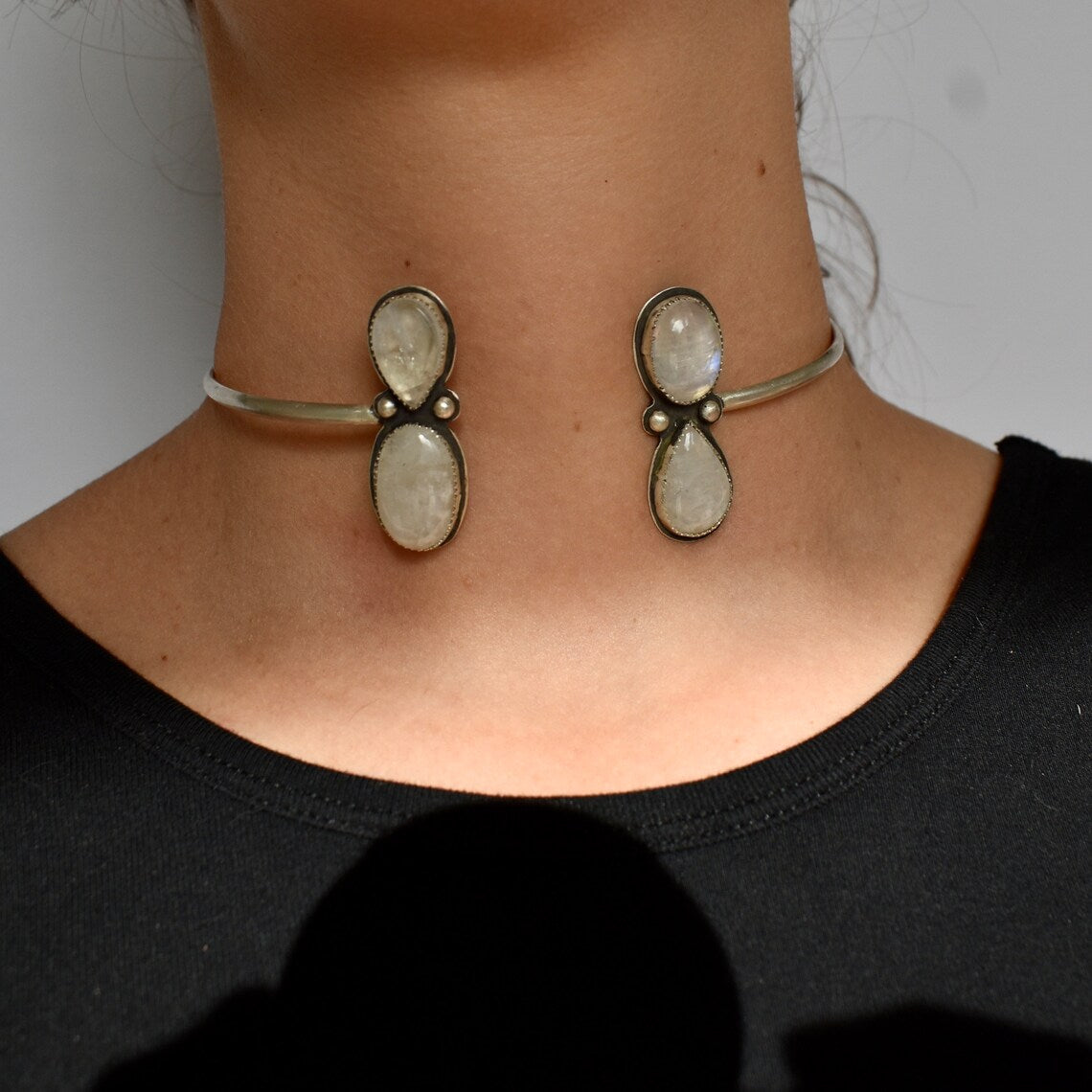 moonstone cuff choker necklace