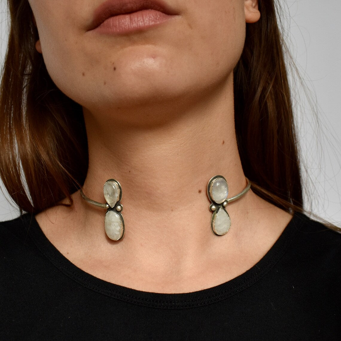 moonstone cuff choker necklace