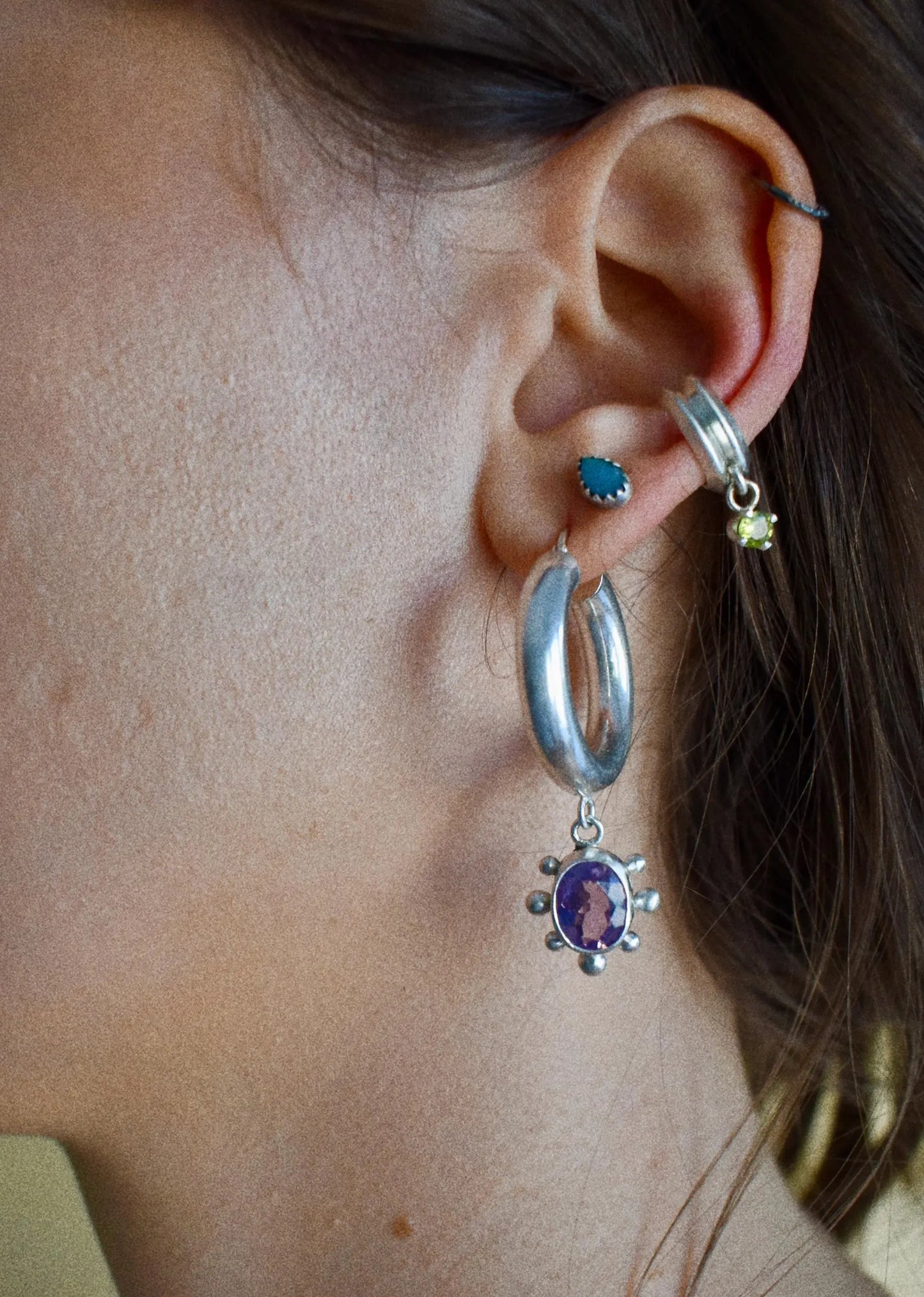 portal lavender quartz chunky hoops