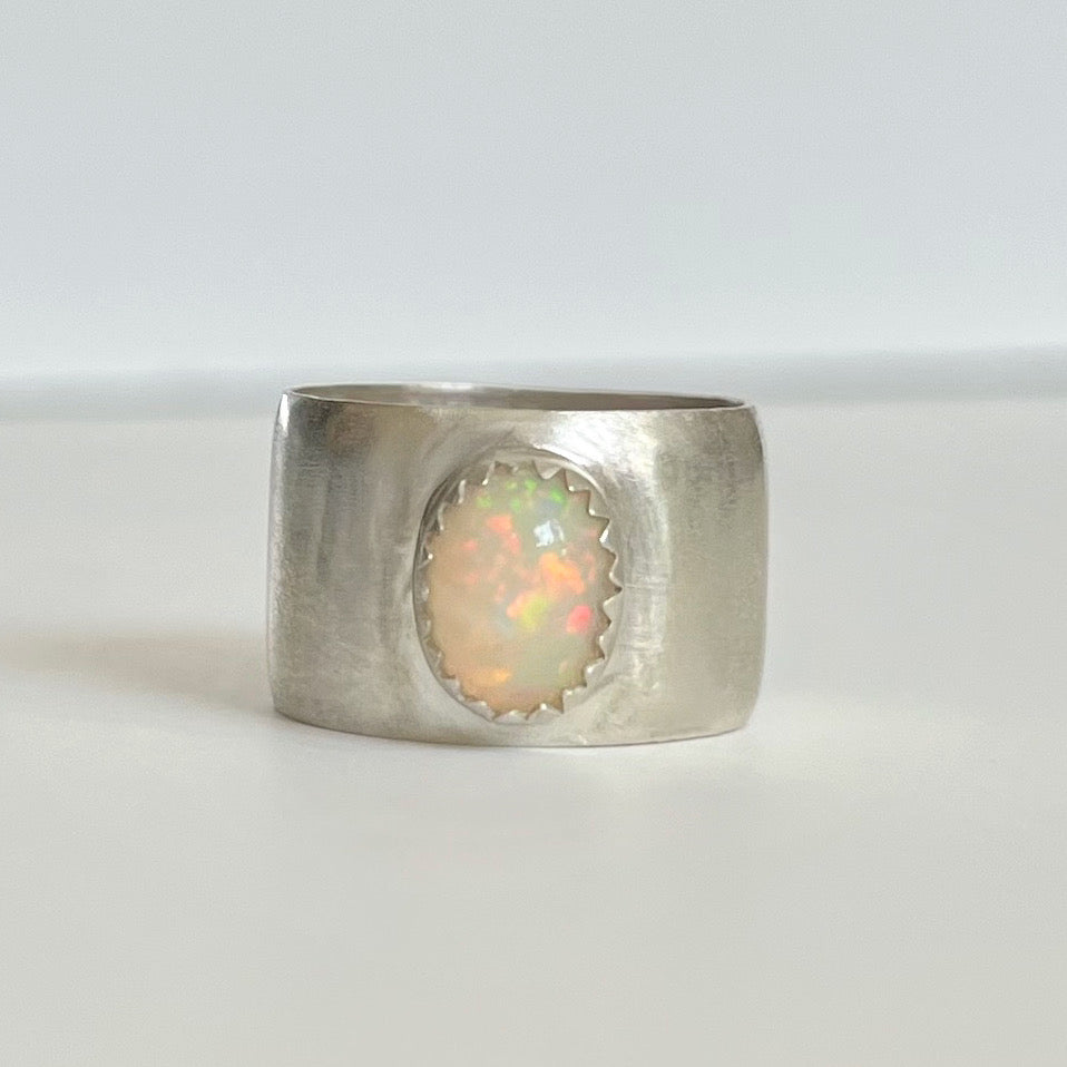 chunky domed opal ring - size 7