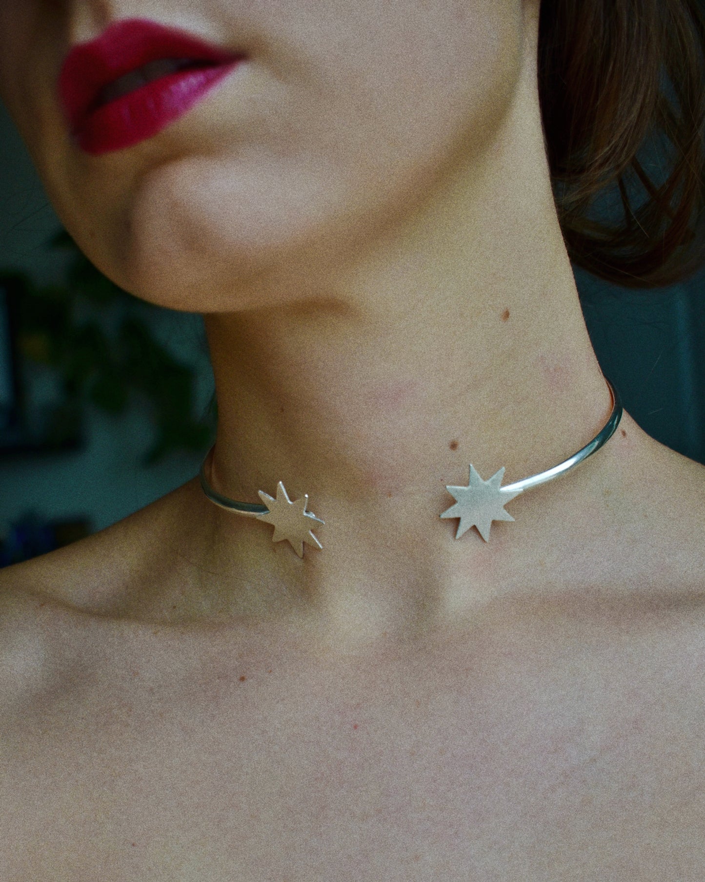 art deco star cuff choker necklace