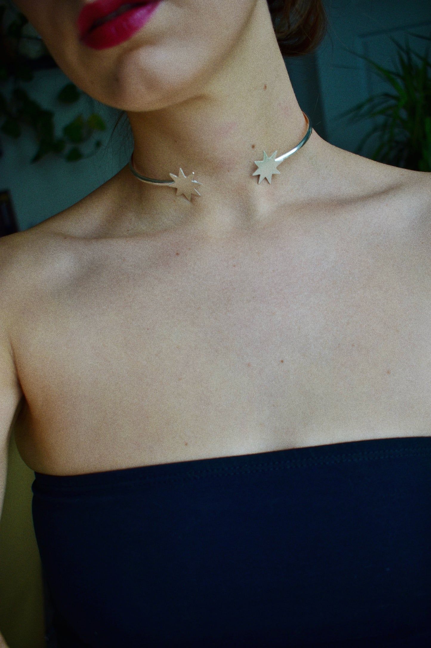 art deco star cuff choker necklace