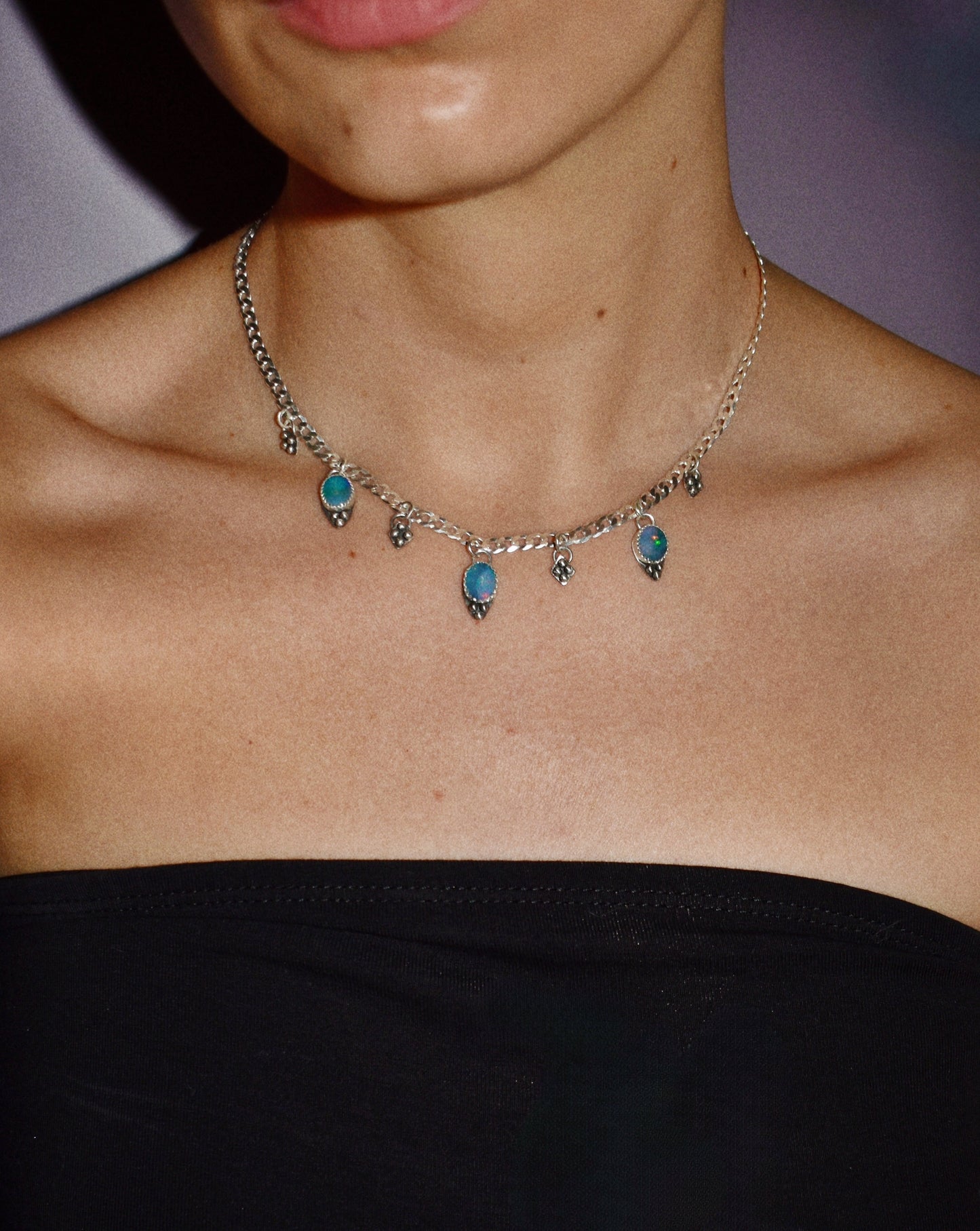 australian opal dots ᠅ choker necklace