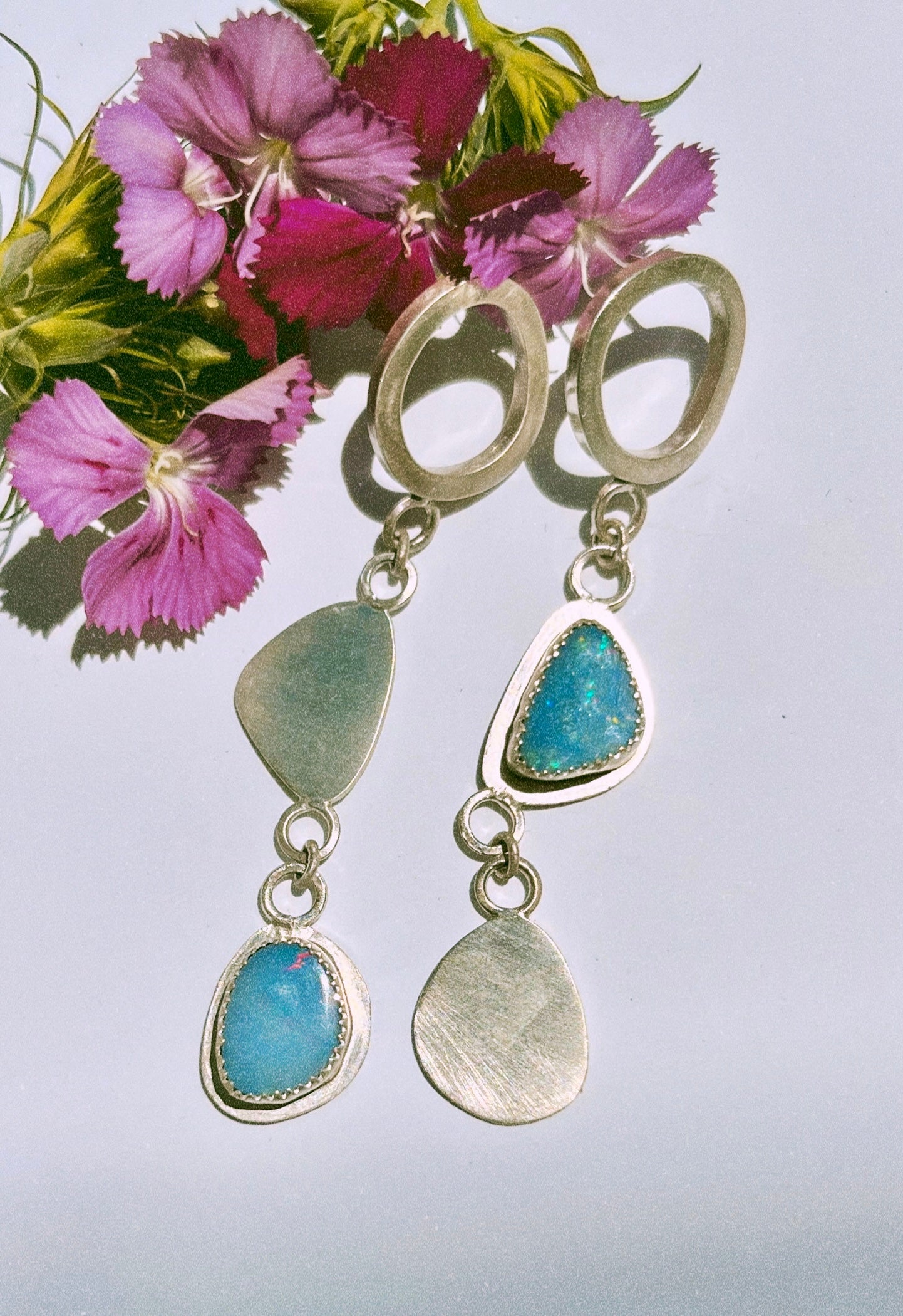 abstract shapes opal dangle earrings
