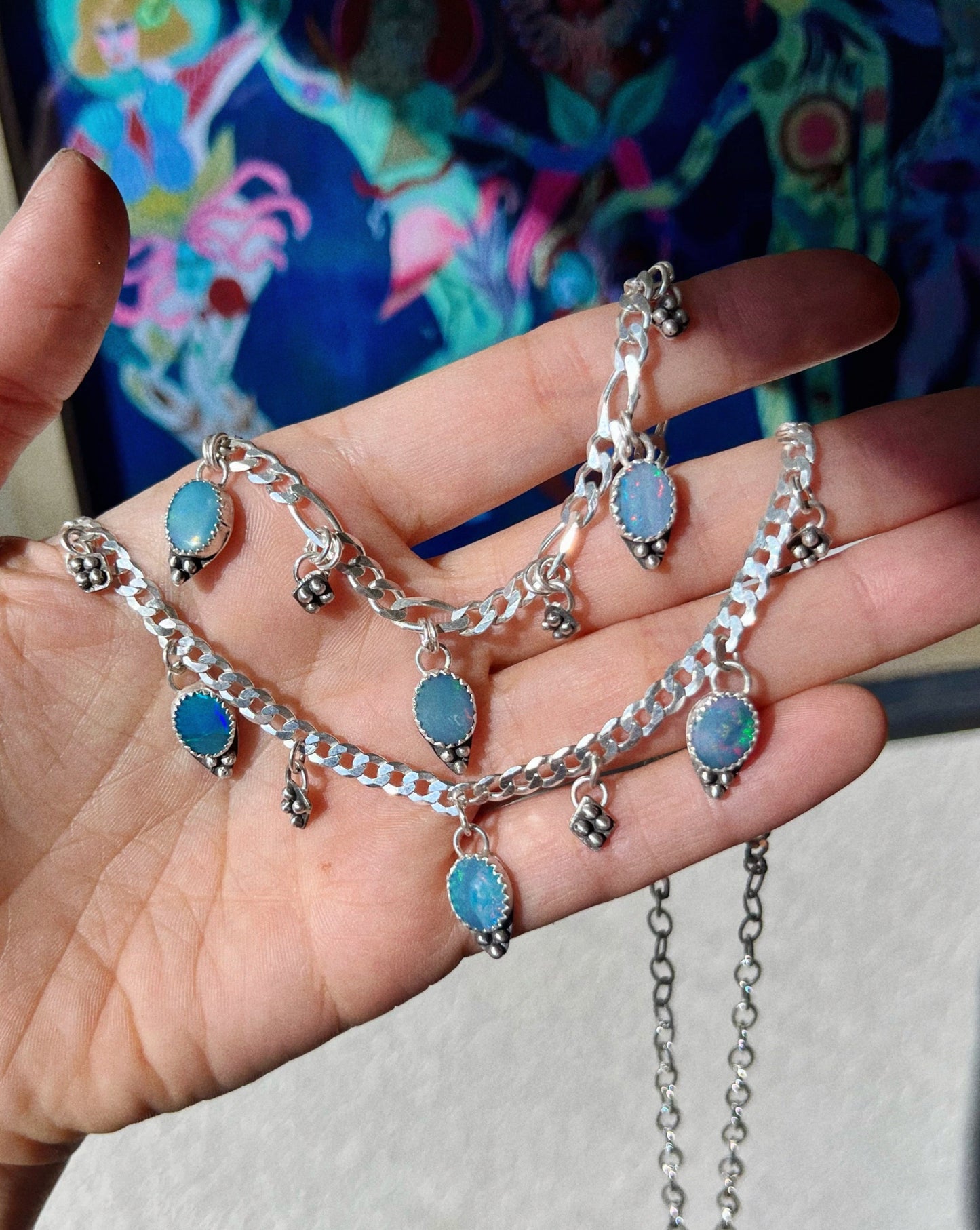 australian opal dots ᠅ choker necklace