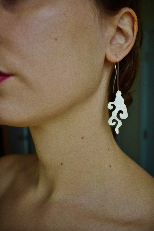 smoke earrings in brass, gold & sterling silver