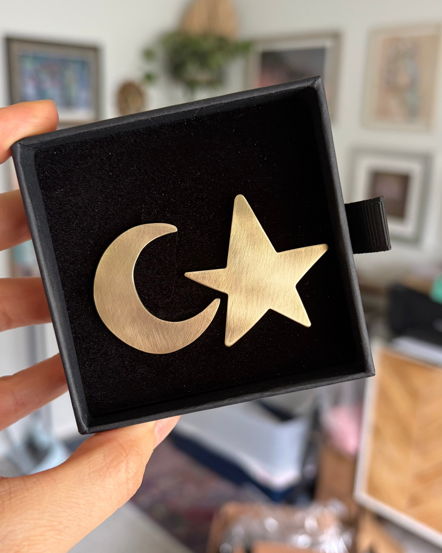 big star (& moon) stud earrings