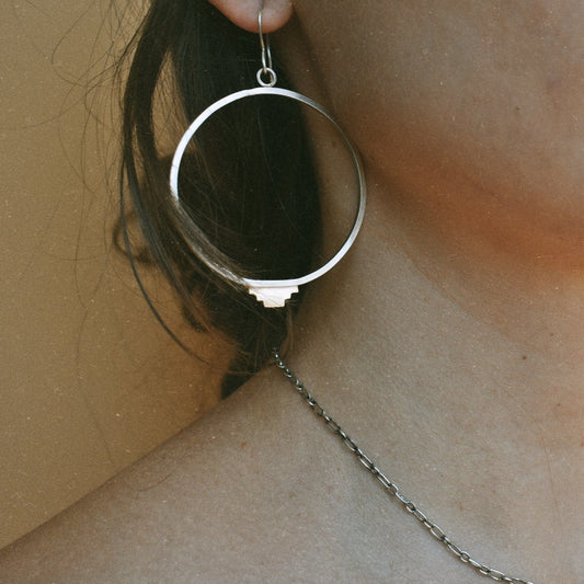 geometric pattern hoops earrings