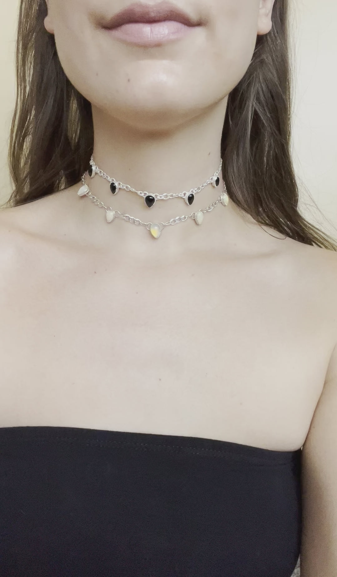 whimsical {opal, moonstone, onyx, labradorite, amethyst} choker