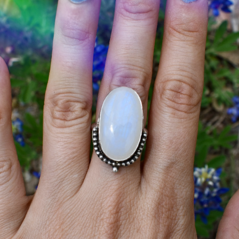 big ass moonstone ring in sterling silver