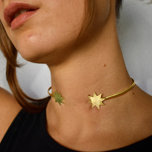 art deco star cuff choker necklace