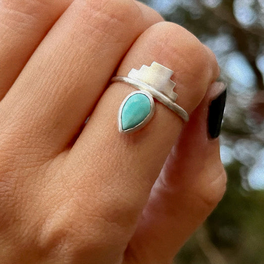 turquoise minimalist geometric ring