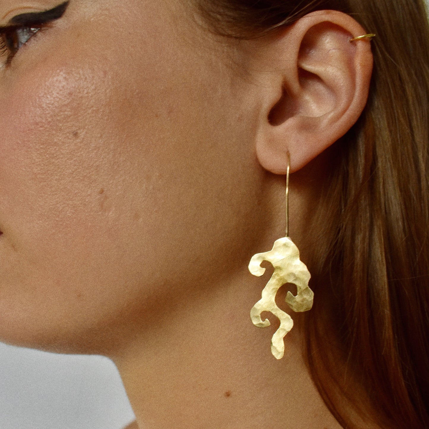 smoke earrings in brass, gold & sterling silver