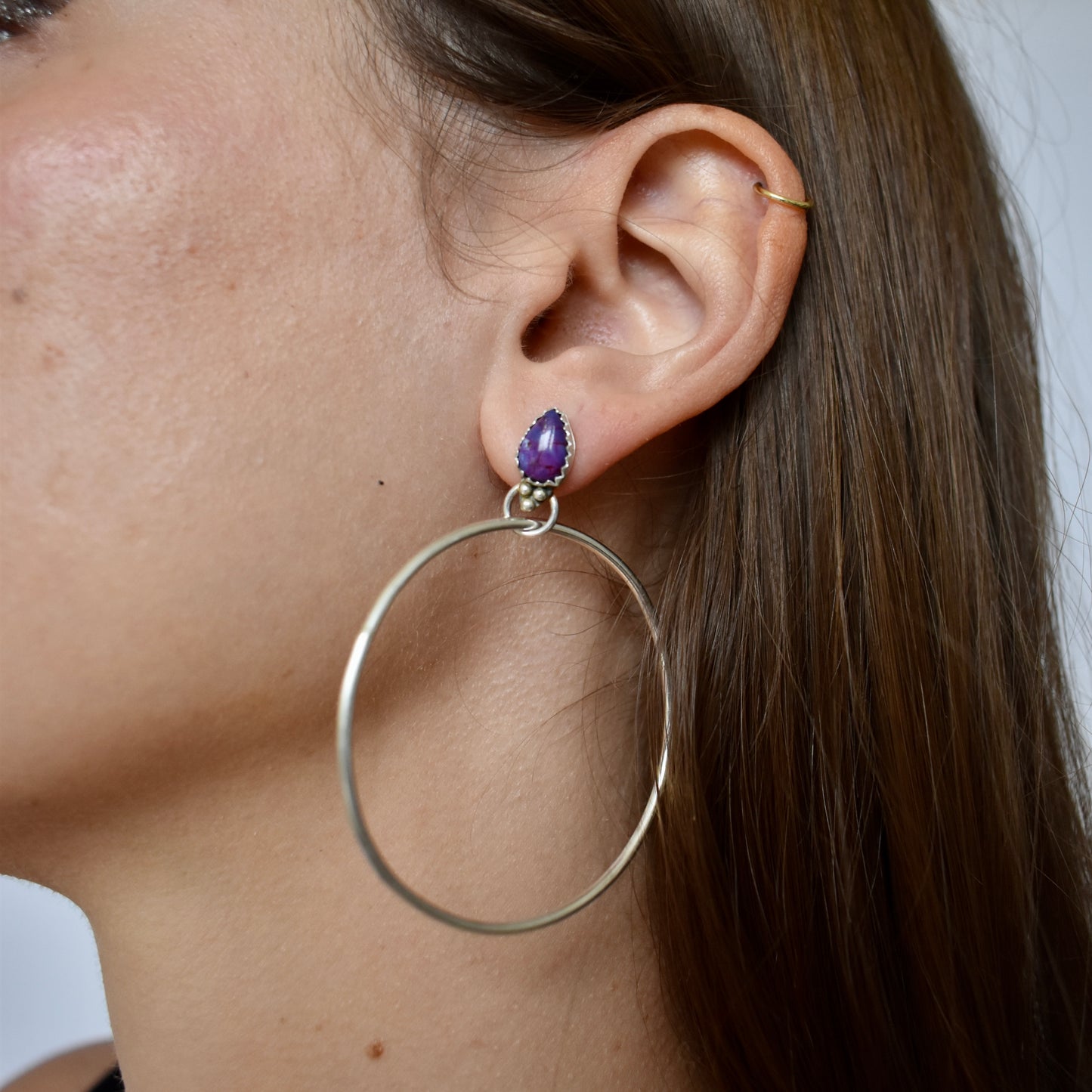 bespoke gemstone silver hoop earrings