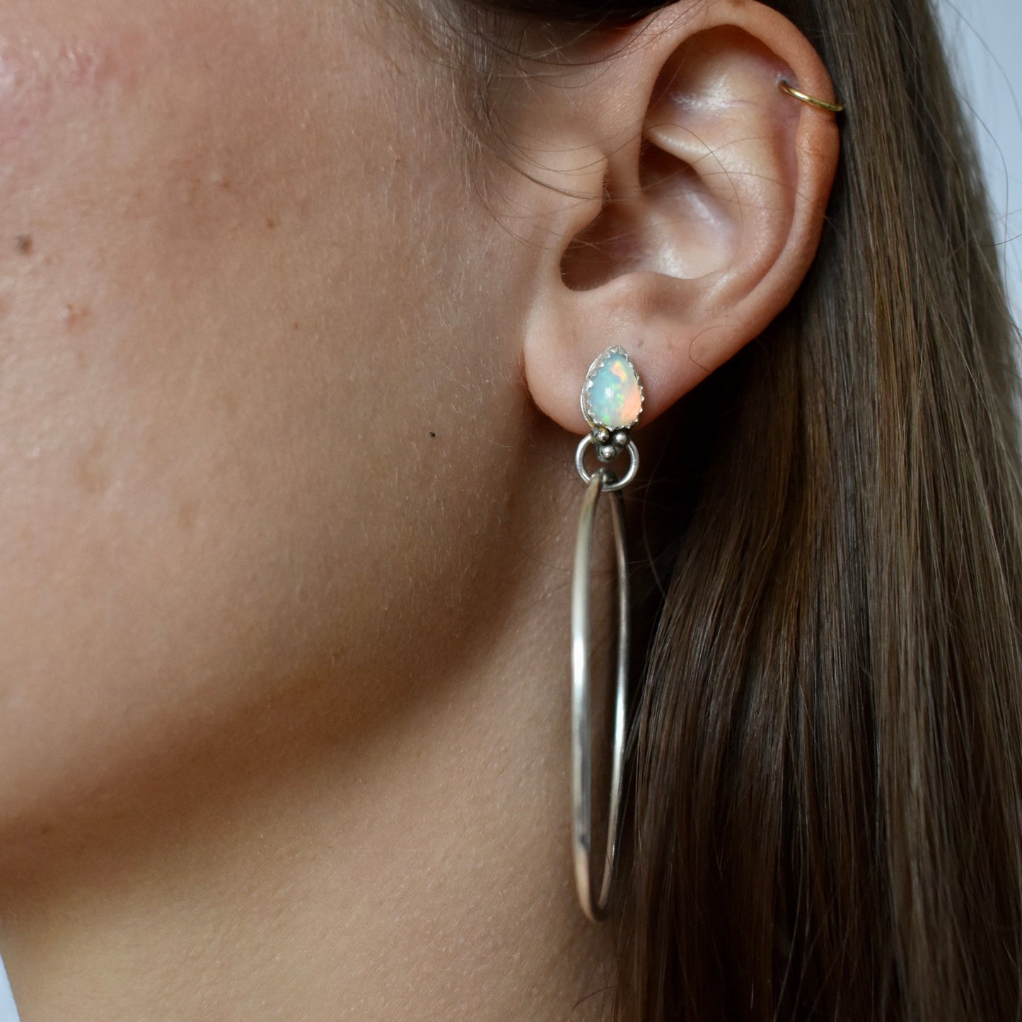 bespoke gemstone silver hoop earrings