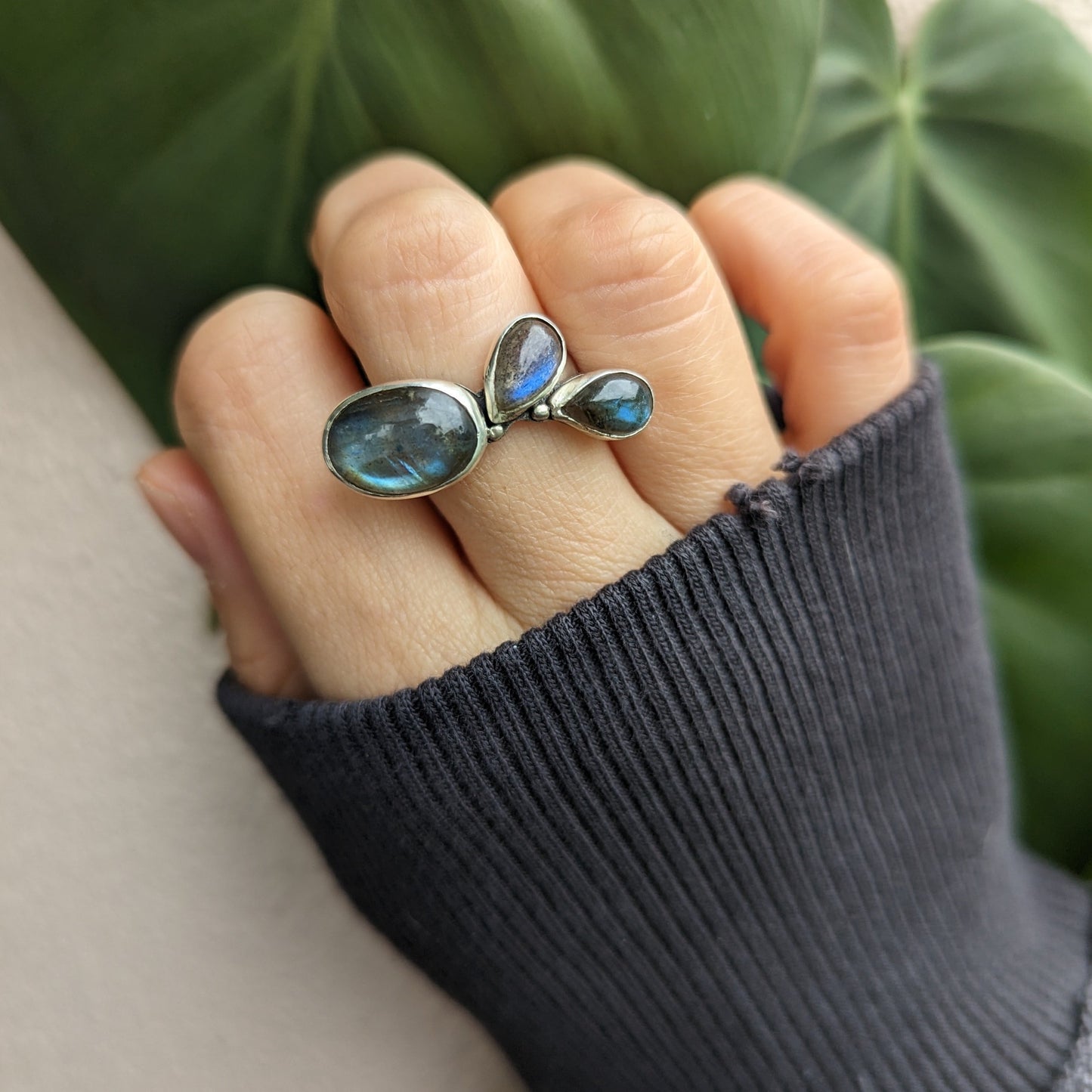 triple magic labradorite ring